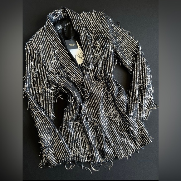 Zara Women's Black and Silver Blazer - Picture 12 of 12